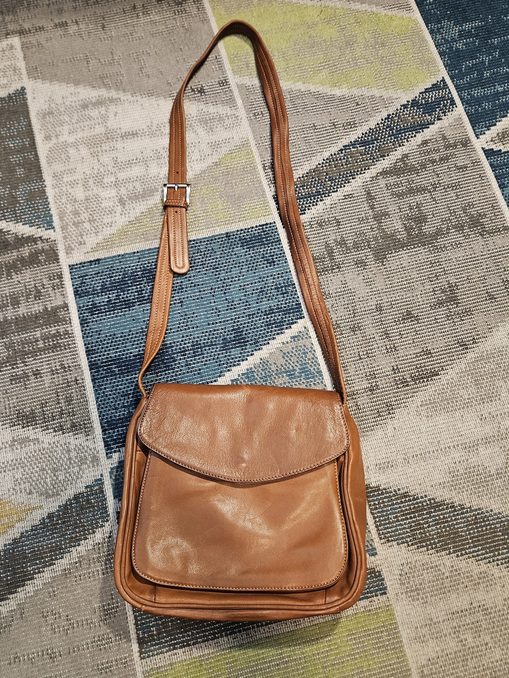 Vintage Tignanello Brown Genuine Leather Crossbody Bag Saddle Flap Purse Y2K